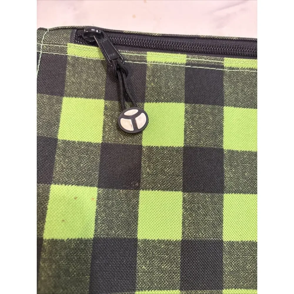 Vintage Green Gray Black Plaid Print YakPak Backpack Messenger Bag